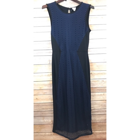 navy lace overlay dress